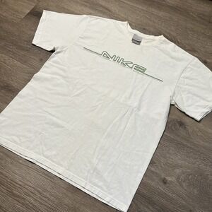 Vintage Y2K Nike Shirt Men Size Large Spell Out Tech Cyber Green Gray Tag Future